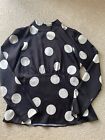 New Look Size 10 Black And White Large Spot Peplum Blouse