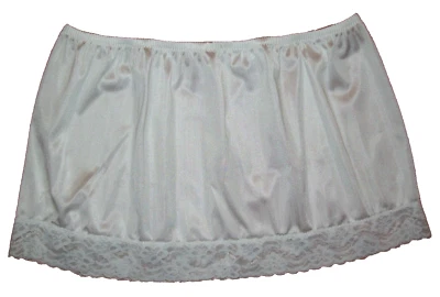 BLANCO Tricot 40 Denier MEDIO DESLIZAMIENTO Envuelto 33-42 Cintura DOBLADILLO DE ENCAJE * Longitud 12" ** Foto 1 de 2