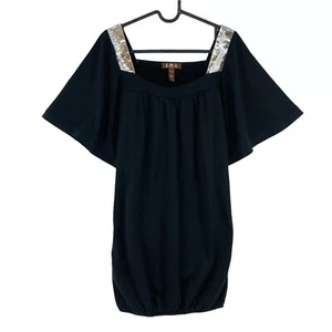 JLO By Jennifer Lopez Black Square Neck Tunic Dress Size M - Picture 1 of 11