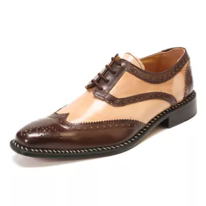 LIBERTYZENO Mens Genuine Leather Red Oxford Wingtip Brogue Formal Dress Shoes - Picture 1 of 14