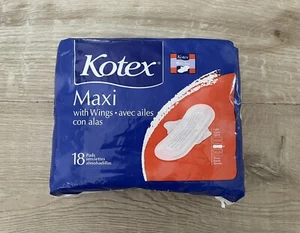 Vintage Kotex Maxi Pads With Wings USA 18 Count NOS 2000 NEW Unopened - Picture 1 of 6