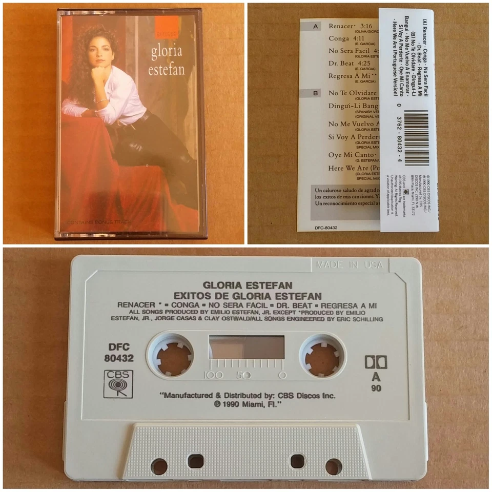 GLORIA ESTEFAN Exitos De CASSETTE Latin Synth  CBS Records Miami Sound Machine - Image 1 of 1