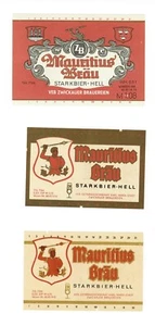 3x Bieretiketten Mauritius-Bier, DDR - Zwickau/Sa. - Bild 1 von 1