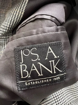 Jos A Bank Traje Blazer Hombre 46R Negro Blanco Amarillo Glen Abrigo Deportivo a Cuadros Foto 1 de 4
