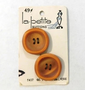 Vintage La Petite Buttons Set of 2 Orange Brown #9457 - Picture 1 of 2