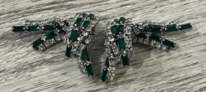 VTG Jewels by Julio - Emerald Diamond ? - Earrings Clip On Signed - FREE SHIP! - Picture 1 of 7