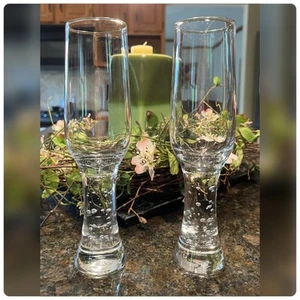 Krosno - Polen - Vintage dicker Blasenstiel Sektglas Paar - RAR!!! - Bild 1 von 6