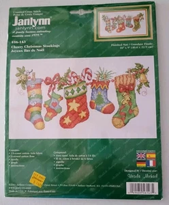 Janlynn CHEERY CHRISTMAS STOCKINGS Counted Cross Stitch Kit #56-143 Sealed 2001 - Picture 1 of 4