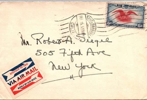 POSTAL HISTORY COVER POSTMARKED AT SANTA BARBARA AIRMAIL TO NEW YORK 1941 - Picture 1 of 2