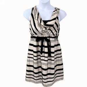 MOTHERHOOD MATERNITY SLEEVELESS BLACK & CREAM STRIPED COWL NECK DRESS - M - Picture 1 of 5