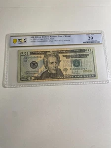 2004 20$ Bill Serial Number 200 GG00000200A Very Fine 20 - Picture 1 of 2