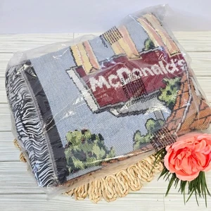 🍔🍟 NEW McDonald’s Restaurant Tapestry Throw Blanket | 55"x41" Sealed Bag - Picture 1 of 4