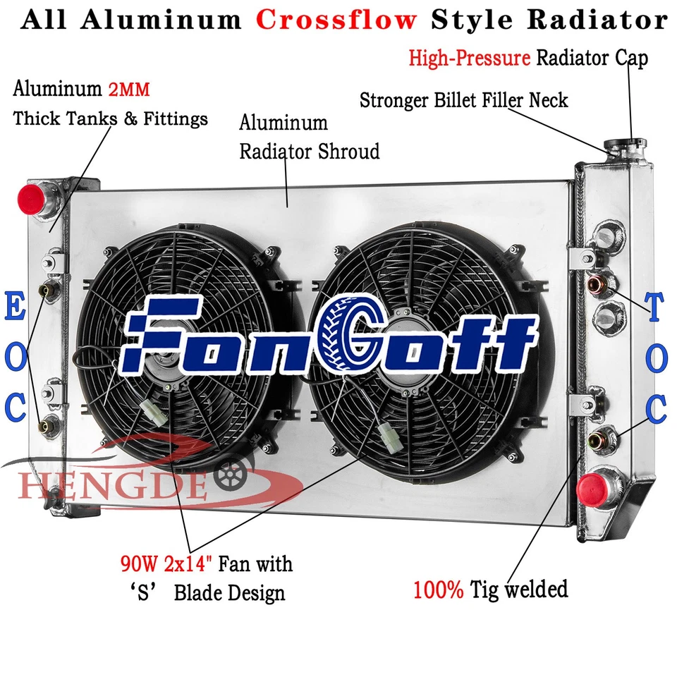 4-Row Radiator Shroud Fan Fit 1982-1991 1990 GMC C1500 K1500 K2500 C2500 K3500 - Image 1 of 4