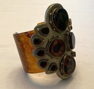 Tory Burch Faux Tortoise Shell Cuff Gold &  Faux Tortoise Accents  Bracelet - Image 1 of 4