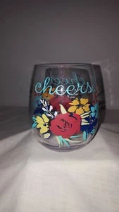 Bicchiere Pioneer donna compleanno stampa floreale acrilico senza stelo 17,5 oz "Cheers" - Foto 1 di 4
