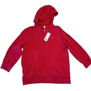 Giacca con cappuccio e zip intera Lacoste Sport rossa manica lunga taglia 6 T38 nuova con etichetta - Foto 1 di 6