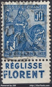 FRANCE N° 257 AVEC BANDELETTE REGLISSE FLORENT AVEC OBLITERATION  - Picture 1 of 2