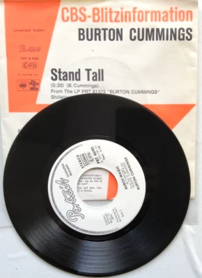 Burton Cummings – Stand Tall 1976 CBS-Blitzinformation PROMO 7" vinyl record - Image 1 of 3