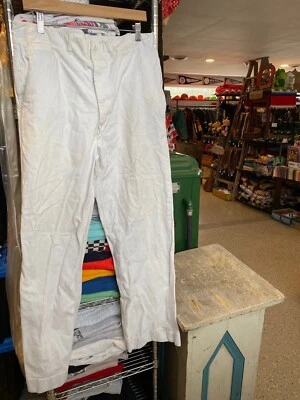Vintage 1950s US NAVY KOREAN WAR Uniform White 1955 Military Dress Pants - Image 1 of 4