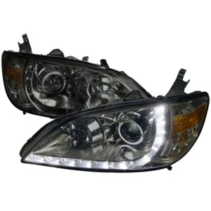 Faros proyectores cromados con lente ahumada de 2/4 puertas para Honda Civic 04-05 con LED DRL - Imagen 1 de 3