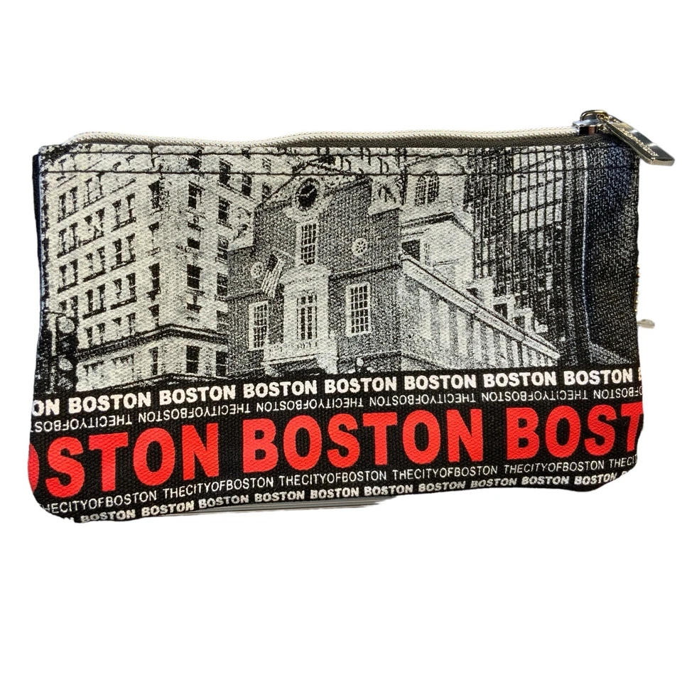Robin Ruth The City Of Boston Wristlet Black Zip Pouch 7.5in x 4.5in - Image 1 of 1