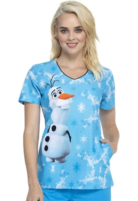 Olaf Cherokee Scrubs Tooniforms Disney Frozen V Neck Top TF626 FZIB - Image 1 of 4