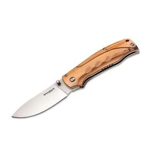 BOKER Pakka Hunter Pocket knife liner lock uncoated 440B steel wooden handle