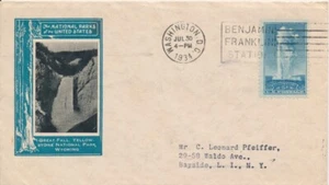 #744 5c Yellowstone National Park Ioor cachet First Day cover u/o Franklin Sta - Picture 1 of 2
