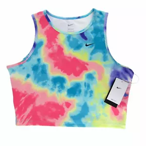 Nike Dri Fit Fast Tie Dye Cropped Training Tank Top Size XL Rainbow New Tags - Picture 1 of 11