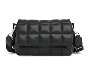 Whistles Ellis Quilted Leather Crossbody Bag Black Silver - Picture 1 of 5