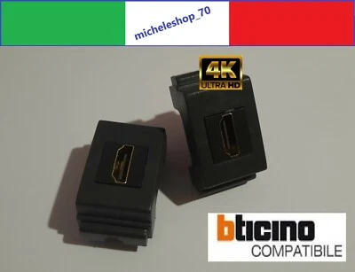 presa HDMI F/F compatibile per bticino living classic colore nero coupler - 4K - Immagine 1 di 4