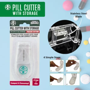 Tablet Cutter Splitter Divider Safe Convenient Storage Box Medicine Pill Holder - Picture 1 of 5