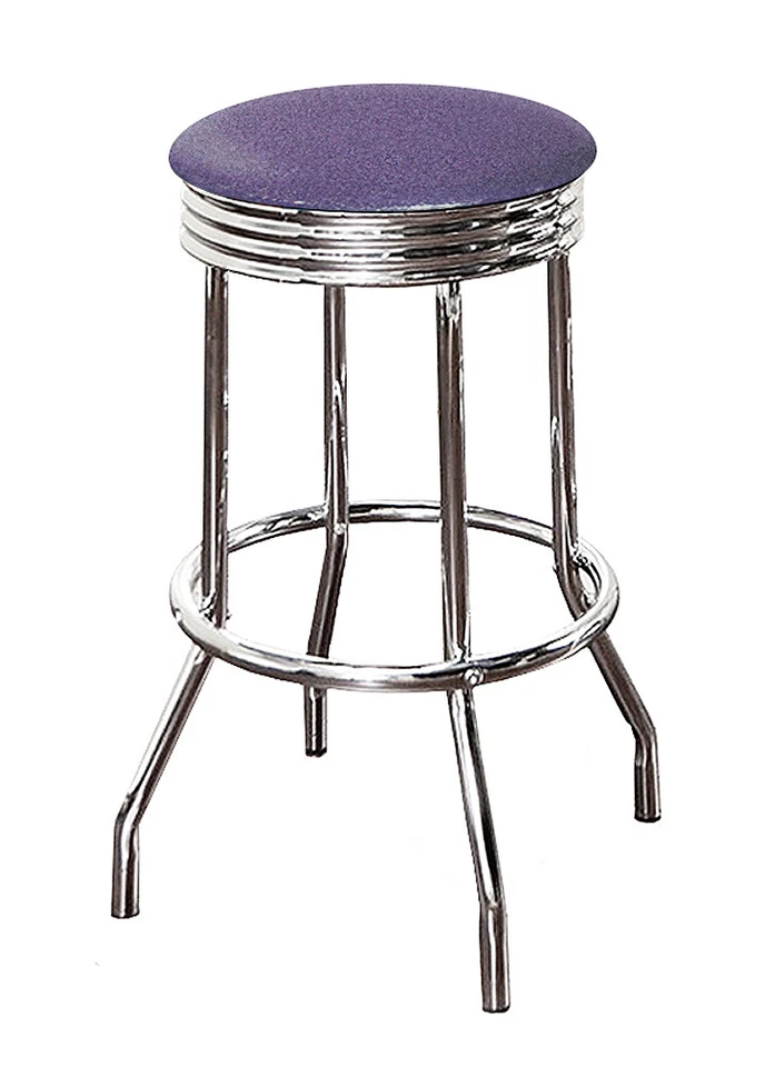Bar Stool 24" or 29" Tall Chrome Retro Backless Colored Vinyl Swivel Seat Stool  - Image 1 of 1