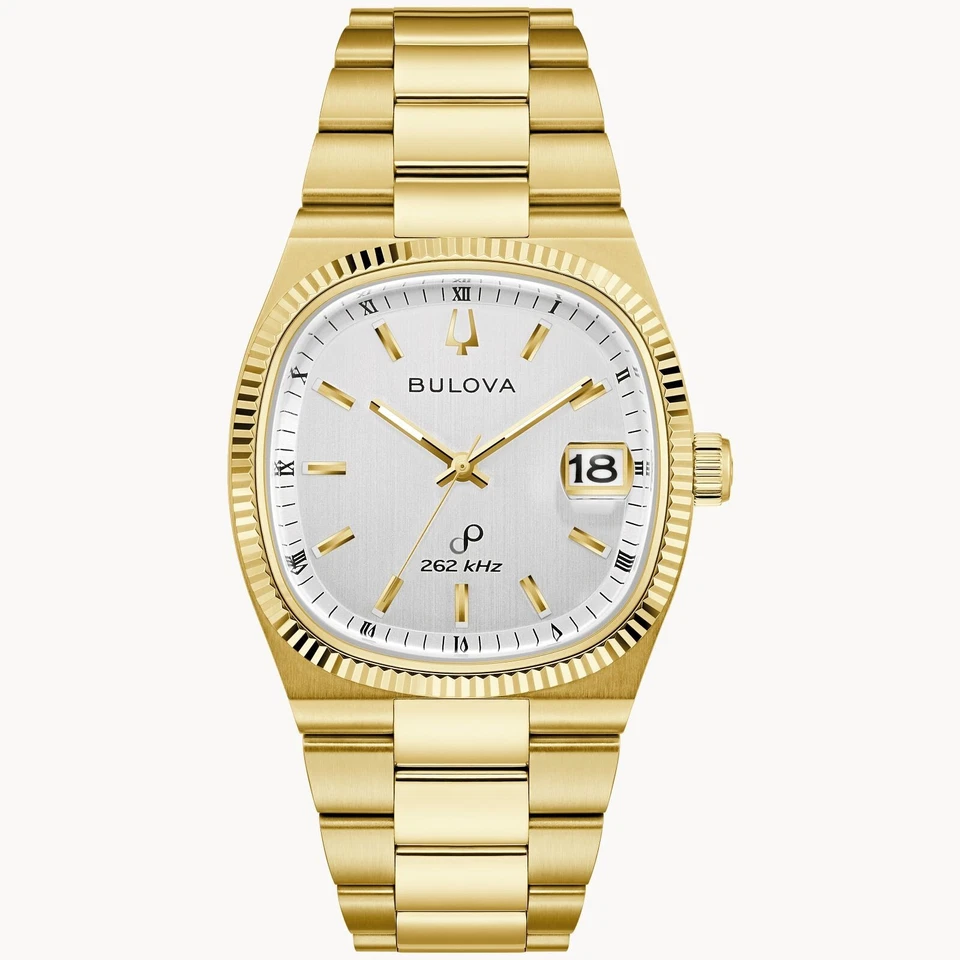 Bulova Super Seville Gold Tone Stainless Steel White Dial 97B223 Mens Watch
