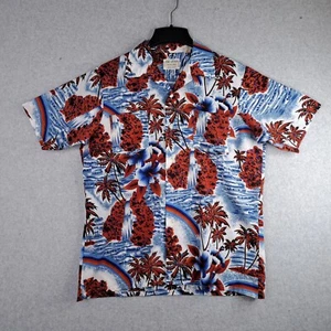 Camisa Hawaiana De Colección King Arthur Para Hombres Grande Manga Corta Floral Roja Blanca Azul - Imagen 1 de 9