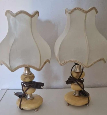 Lot de deux lampes de chevet en  pierre onyx vintage neuf avec emballage - Photo 1/4