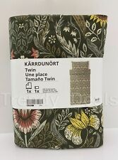 Ikea KARRDUNORT Twin Duvet Cover w/ Pillowcase Bed Set Dark Green/Floral - NEW