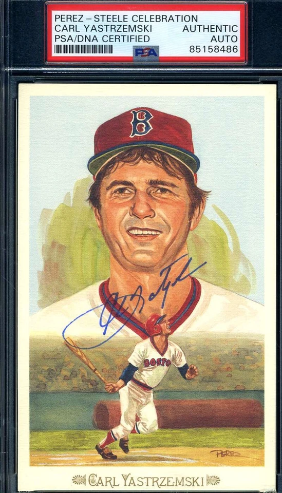 Carl Yastrzemski PSA DNA Cert Signed Perez Steele Celebration Postcard Autograph - Image 1 of 1