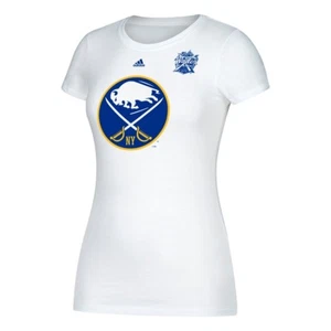 Buffalo Sabres Adidas 2018 Winter Classic Team Jersey Crest T-Shirt Women's - Picture 1 of 1