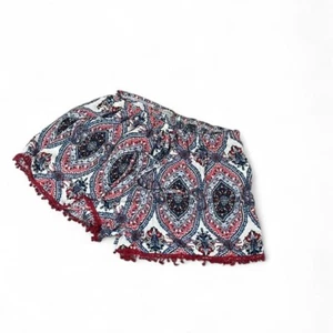 Red & blue boho Charlotte Russe shorts Size medium paisley print Y2K Lounge vibe - Picture 1 of 5