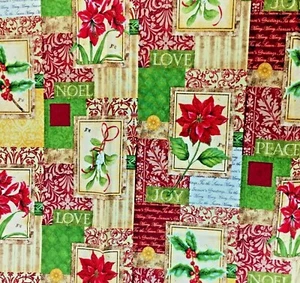 Feiertage Weihnachten Tis the Season Blumen Scrip Baumwollstoff BTHY 18" x 42" - Bild 1 von 9