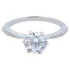 14KT White Gold 2.00Ct D/VVS1 Round Shape Solitaire With Accents Engagement Ring