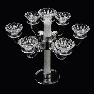 7 Arm Crystal Candelabra Taper Candle Holder for Home Wedding Table Centerpieces - Picture 1 of 24