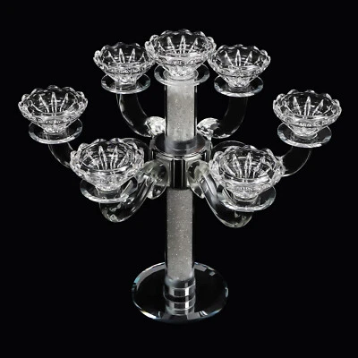 7 Arm Crystal Candelabra Taper Candle Holder for Home Wedding Table Centerpieces - Image 1 of 4