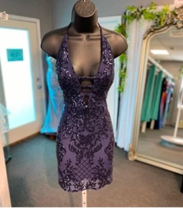 Sexy mini blue sequin body con dress, dance, club when you want to look HOT sz 6 - Picture 1 of 1