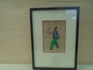 Chinese 19th century rice paper painting depicting unusual figure NICE THING - Picture 1 of 7