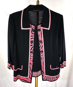 MING WANG JACKE BLAZER ROSA SCHWARZ ACRILIK STRICK GR. L - Bild 1 von 7