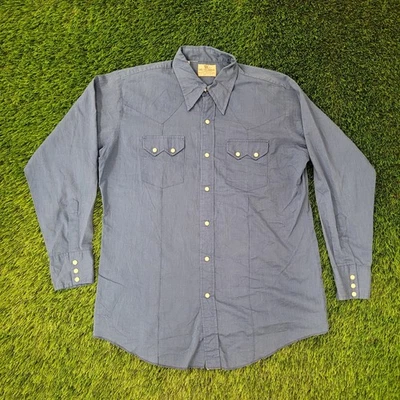 Vintage 80s Dee-Cee Western Button Shirt L/XL L/XL 23x31 Blue - Image 1 of 4