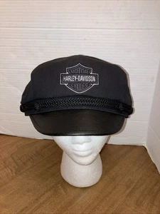 Harley Davidson Hat Large Bar & Shield Motorcycle Cotton Captains Rope Cap Black - Picture 1 of 7