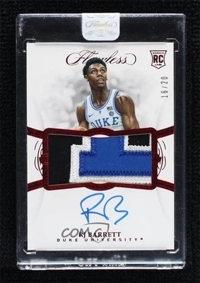2019-20 Panini Flawless Collegiate Rookie Ruby /20 RJ Barrett RPA Patch Auto RC - Image 1 of 2